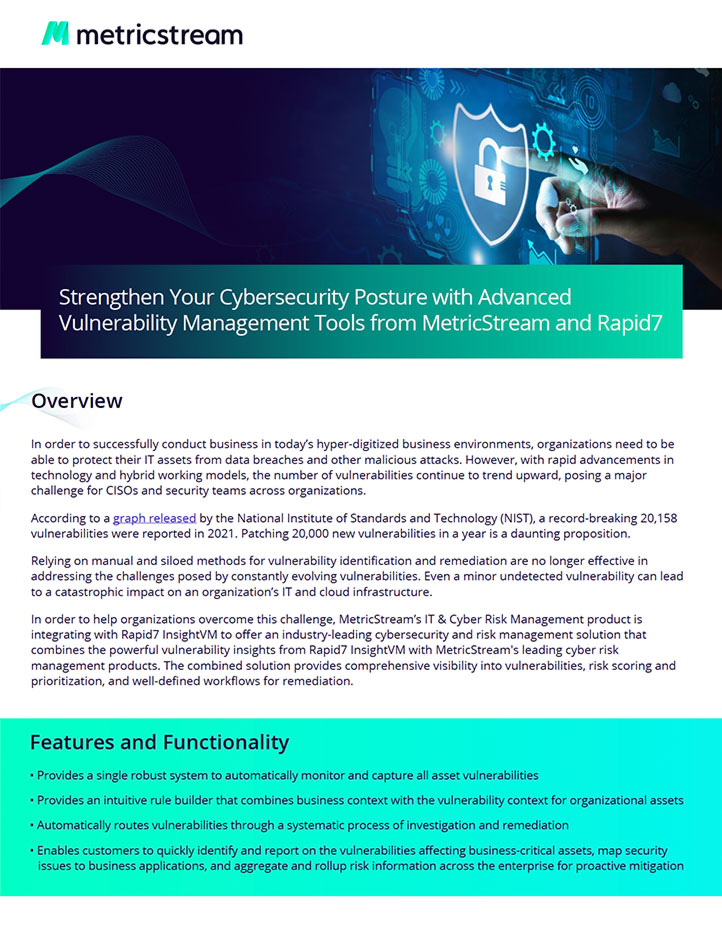 Vulnerability Management Tools from MetricStream and Rapid7